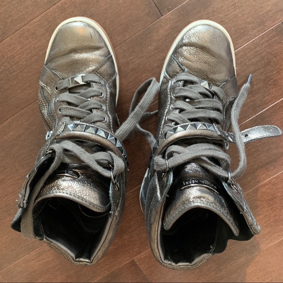 Michael Kors Glam High Top Studded Bronze Sneakers - Picture 2 of 9